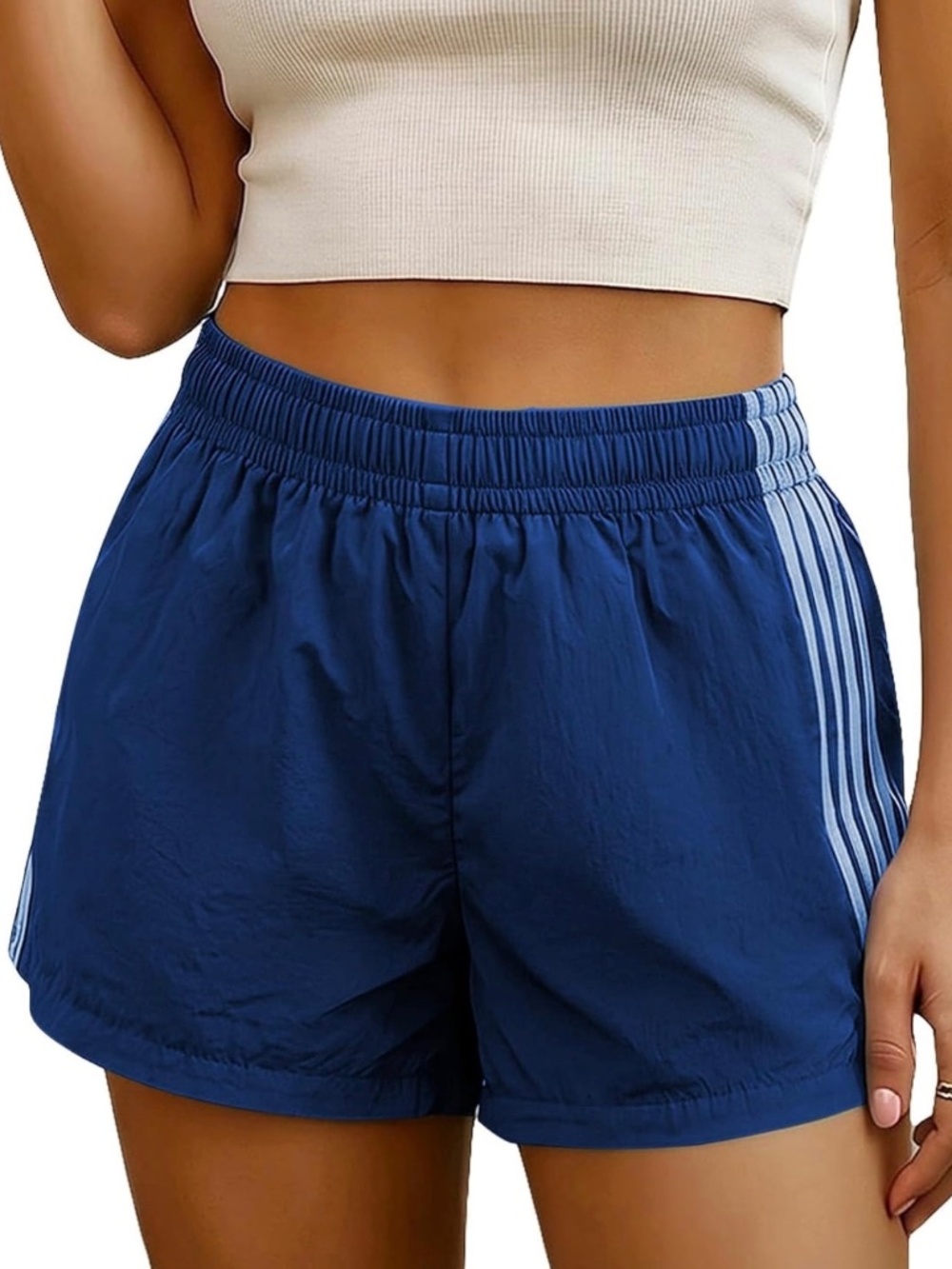 MakeMeChic Womens Striped Summer Track Shorts- Low Rise Athletic